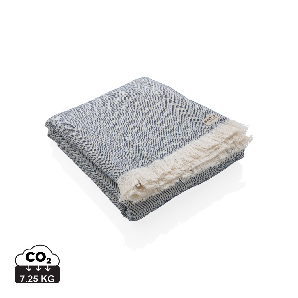 Serviette publicitaire coton recyclé Ukiyo IMPACT Bleu marine
